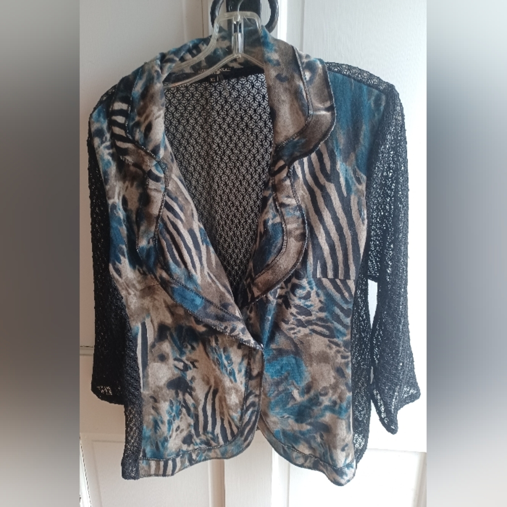 Alberto Makali Animal Print Jacket In Black, Brown, and Blue